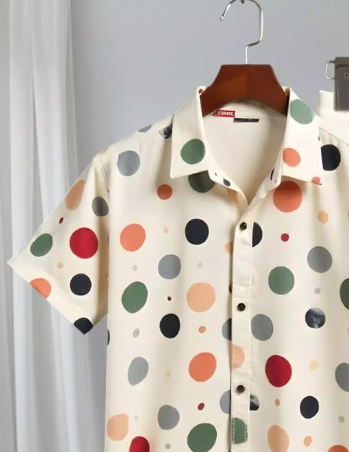 Polka Dots Men Cord Trouser and Half Sleeves Shirt