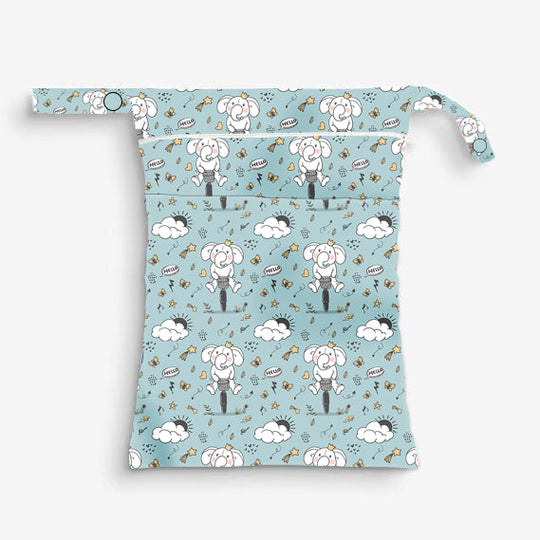 Quittance Reusable Cycling Elephant Printed Wet Bags