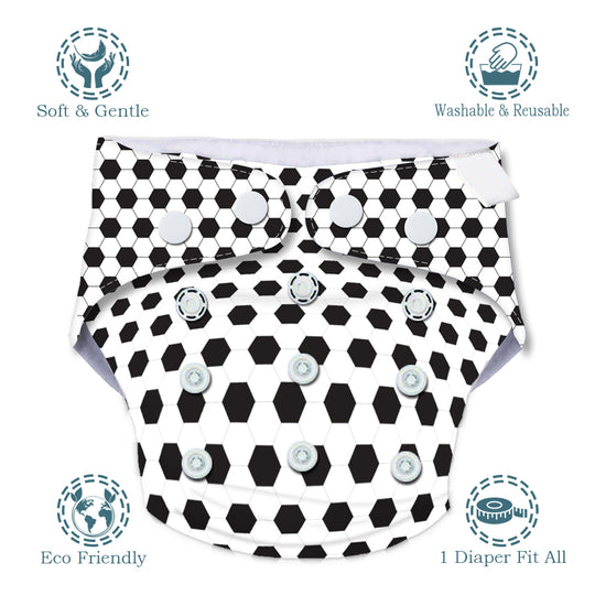 Quittance Football Printed Reusable Baby Diaper