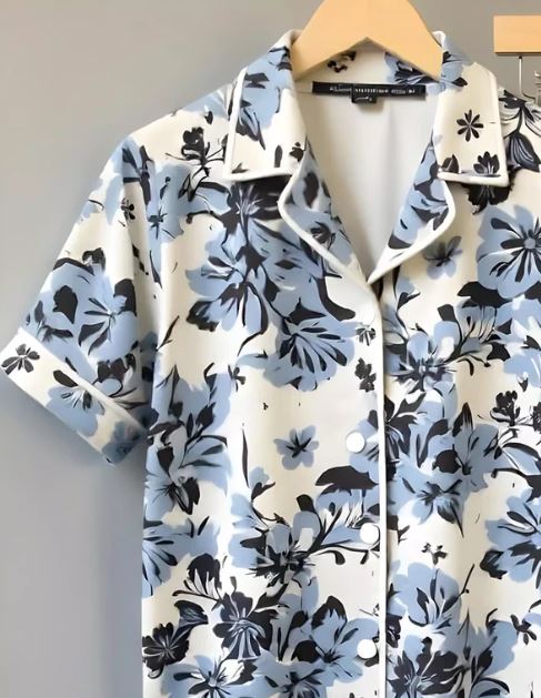 Flower Printed Men Cord Trouser and Half Sleeves Shirt