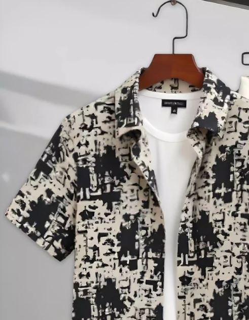 Black Printed Men Cord Trouser and Half Sleeves Shirt