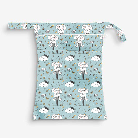 Quittance Reusable Cycling Elephant Printed Wet Bags