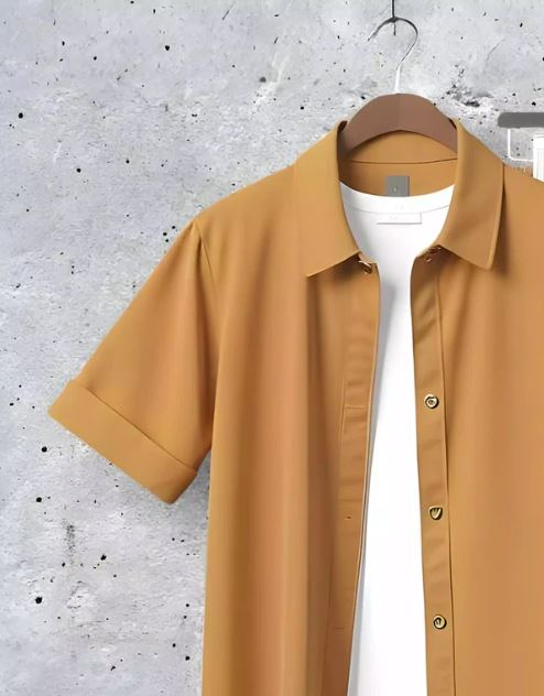 Brown Men Cord Set Trouser and Half Sleeves Shirt