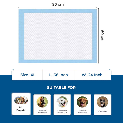 Quittance Dog Training Pad 60cm x 90cm - 50 gram | Leakproof Ultra Absorbent Floor Protection