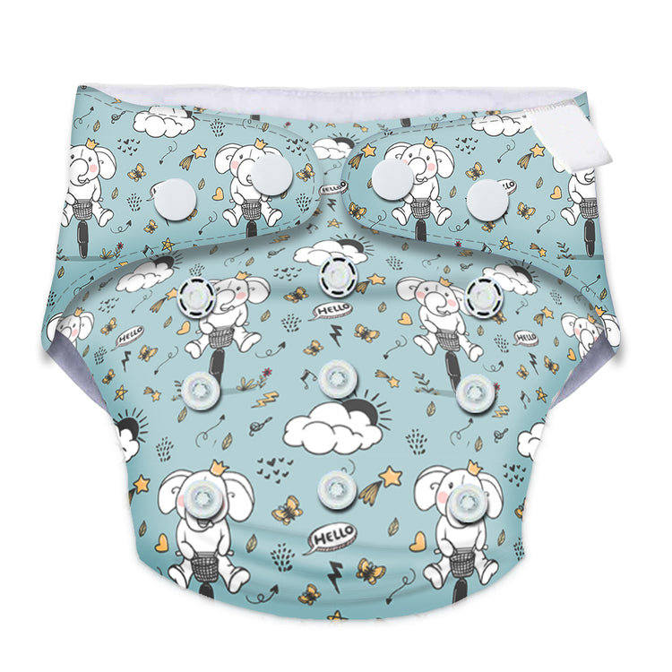 Quittance Cyclist Elephant Printed Reusable Baby Diaper