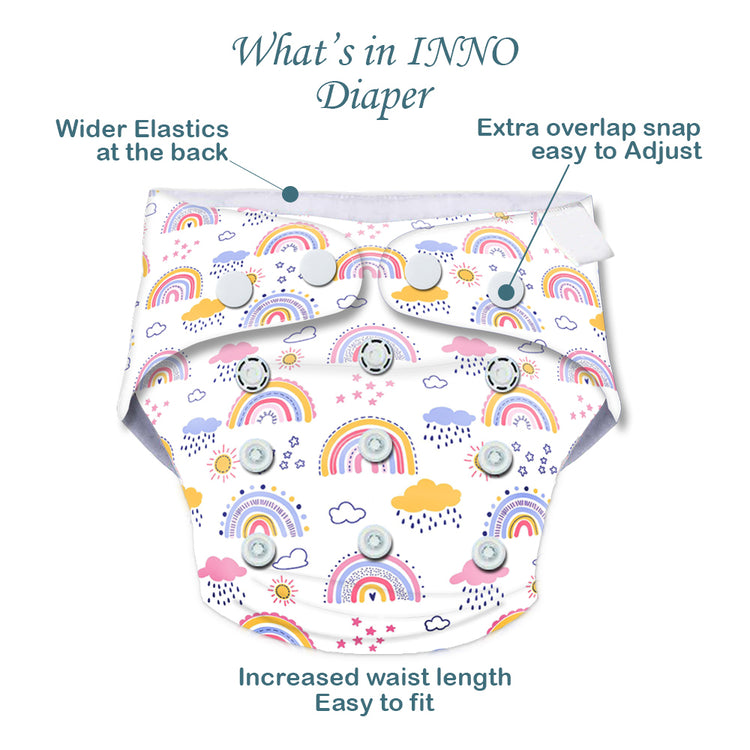 Quittance Rainbow Printed Reusable Baby Diaper