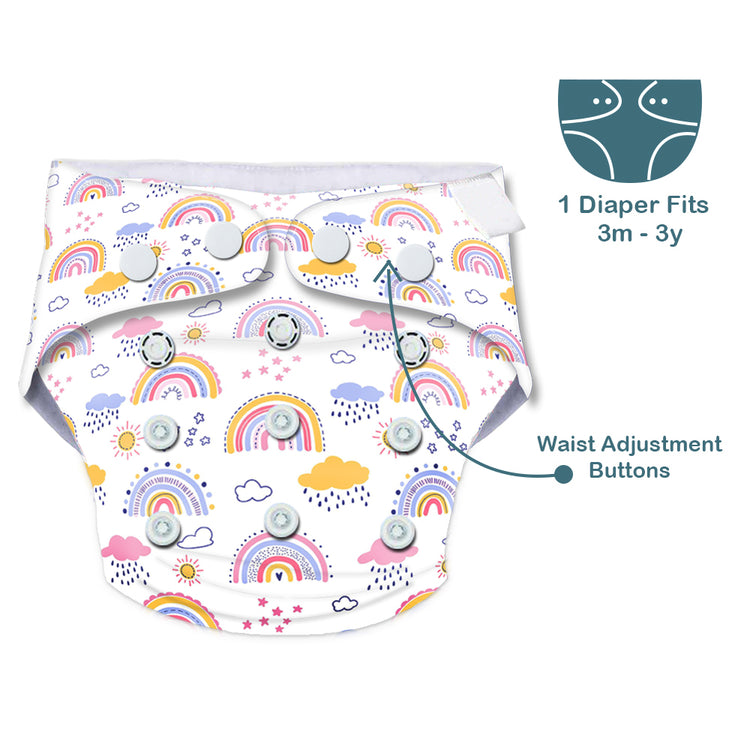 Quittance Rainbow Printed Reusable Baby Diaper