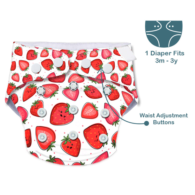 Quittance Strawberry Printed Reusable Baby Diaper