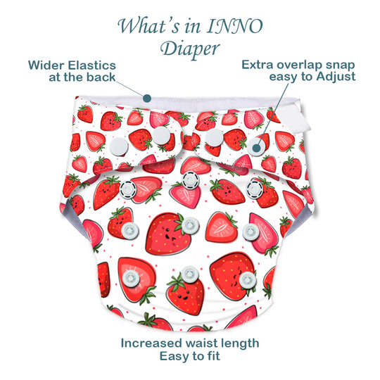 Quittance Strawberry Printed Reusable Baby Diaper