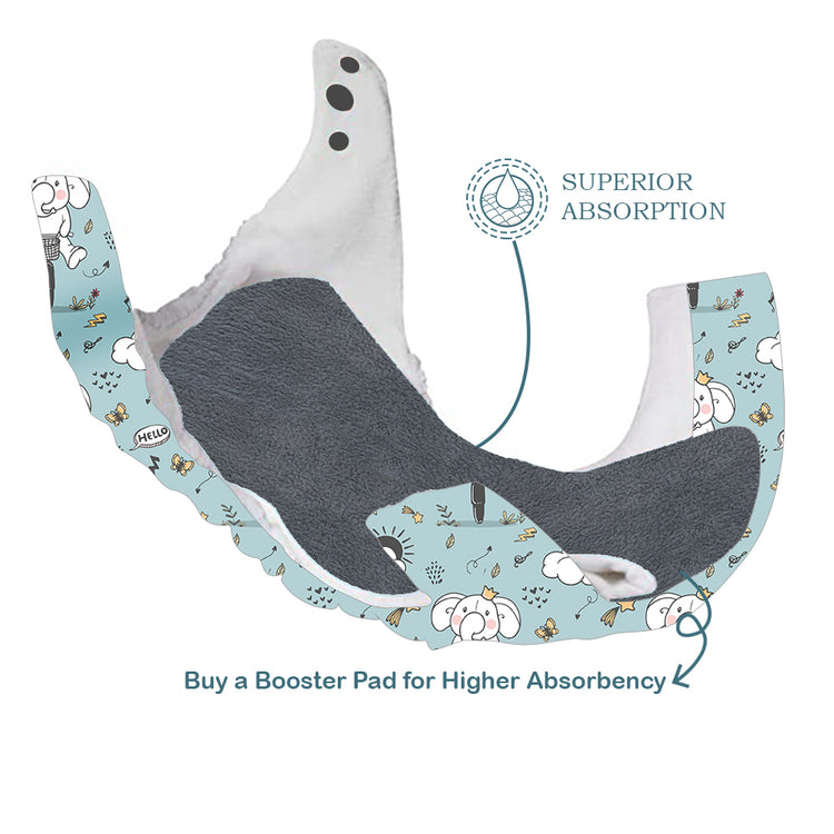 Quittance Cyclist Elephant Printed Reusable Baby Diaper