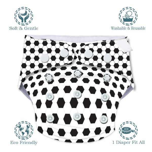 Quittance Football Printed Reusable Baby Diaper