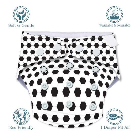 Quittance Football Printed Reusable Baby Diaper