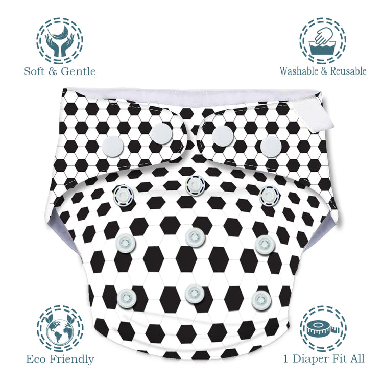 Quittance Football Printed Reusable Baby Diaper
