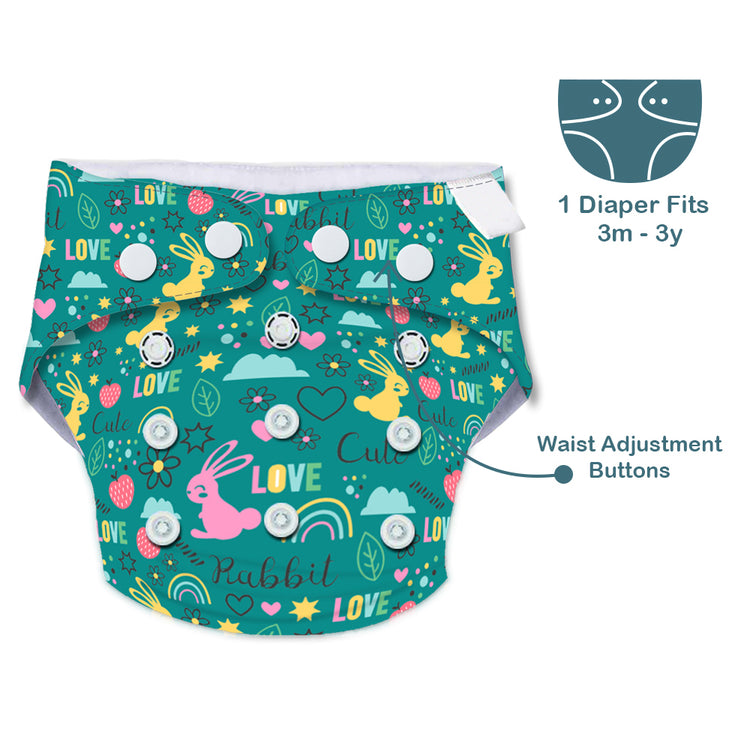 Quittance Rabbit Printed Reusable Baby Diaper