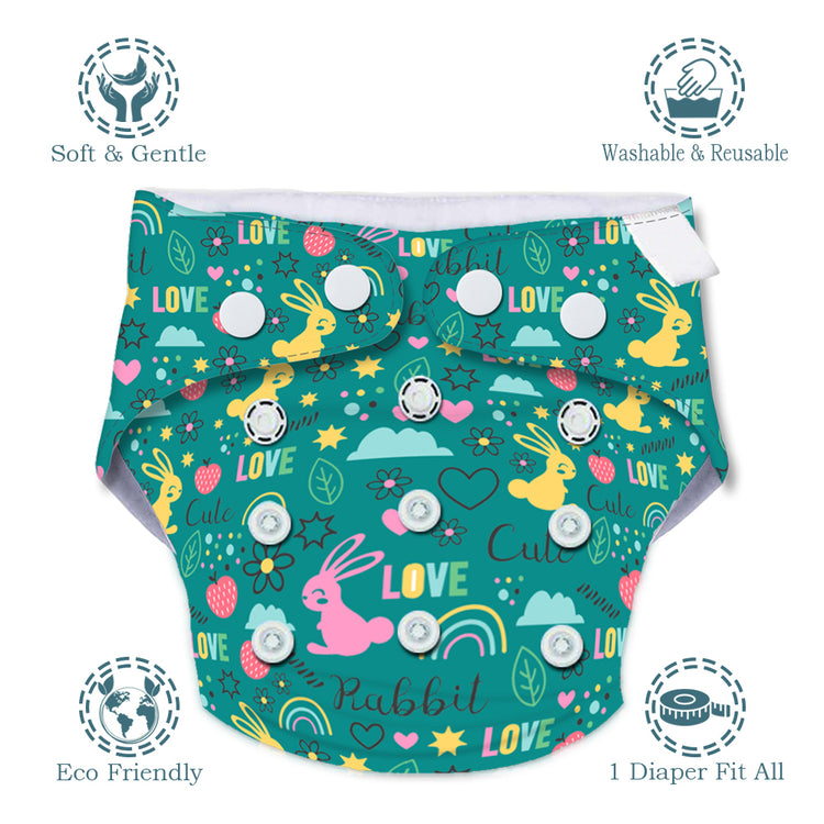 Quittance Rabbit Printed Reusable Baby Diaper