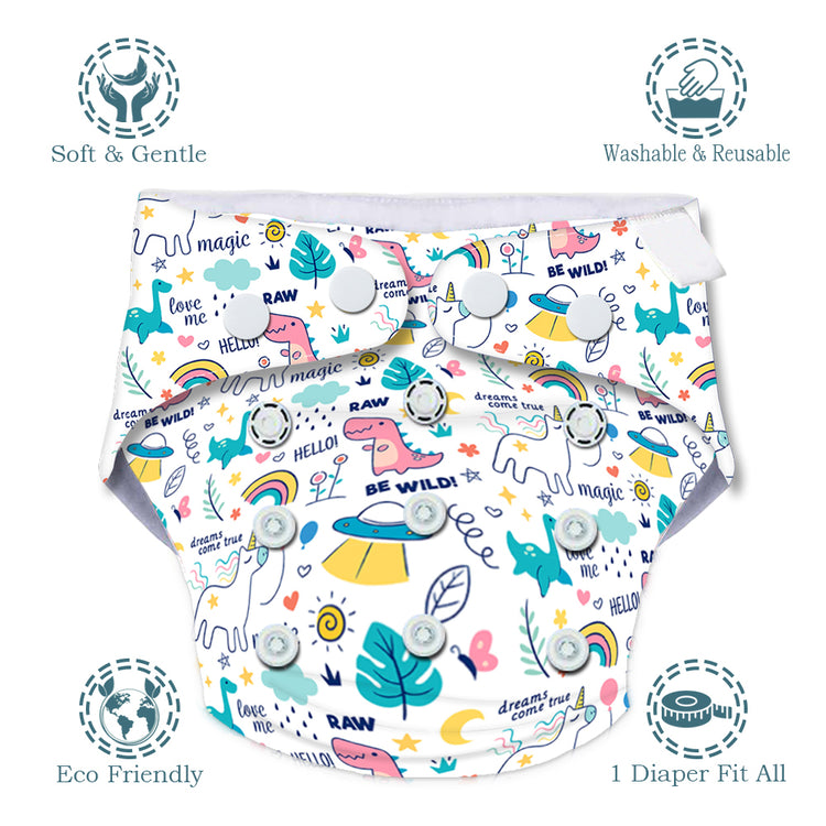 Quittance Unicorn Printed Reusable Baby Diaper
